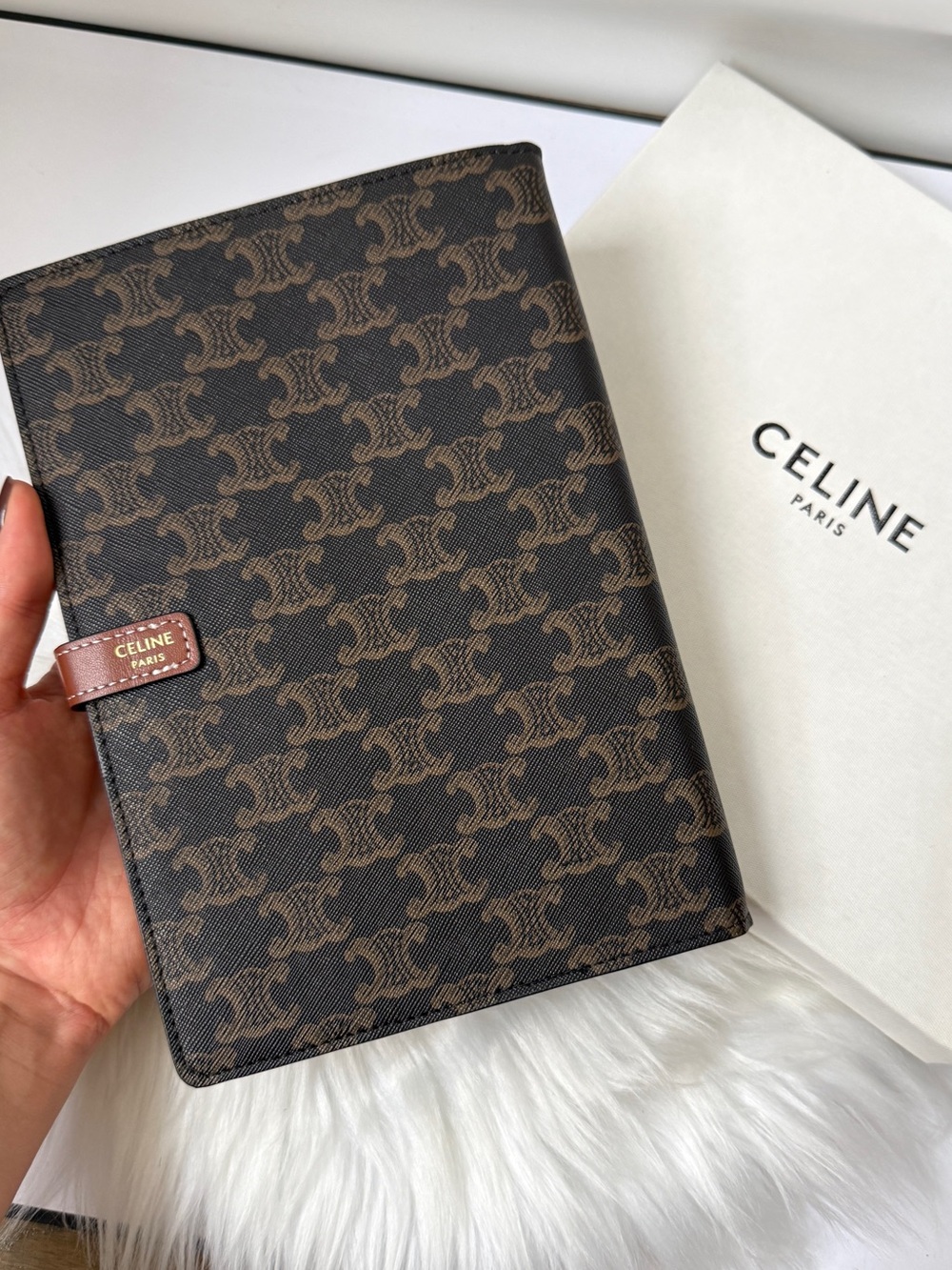 Brown Hardcover Notebook Celine With Logo New